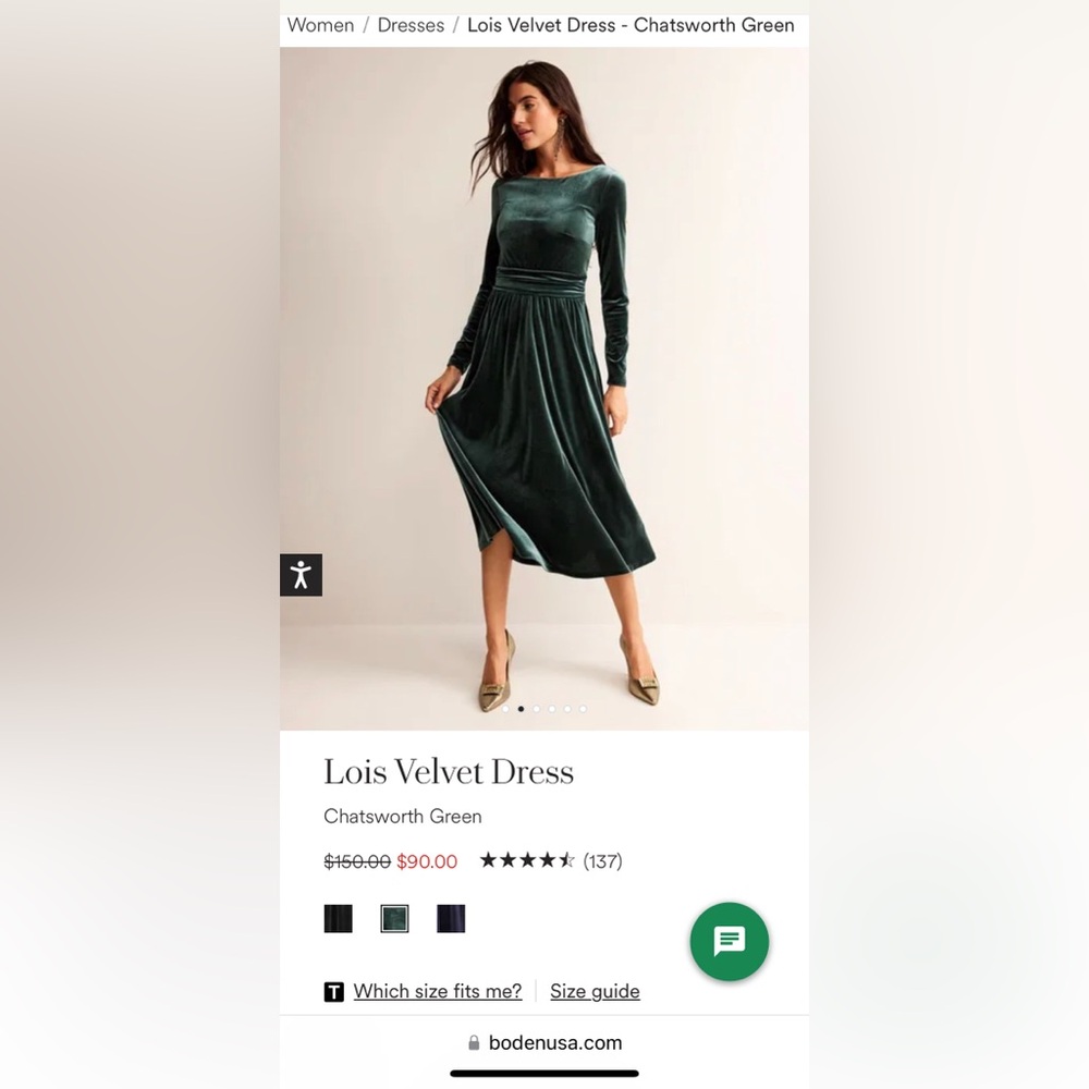 Beautiful velvet Boden Dress